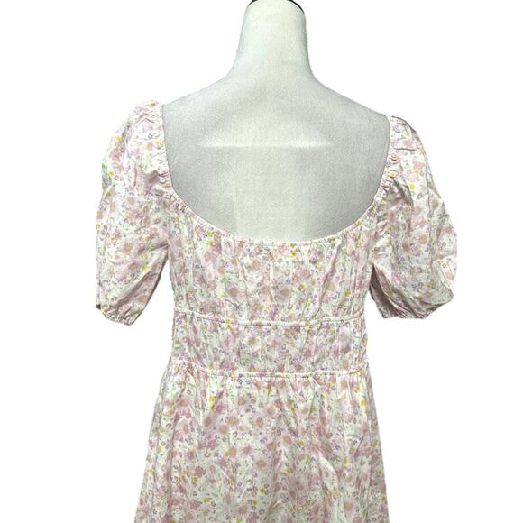 Elodie Pullover Mini Dress Floral Print Puff Sleeve Low Back Pink Size XL NWOT - Picture 5 of 8